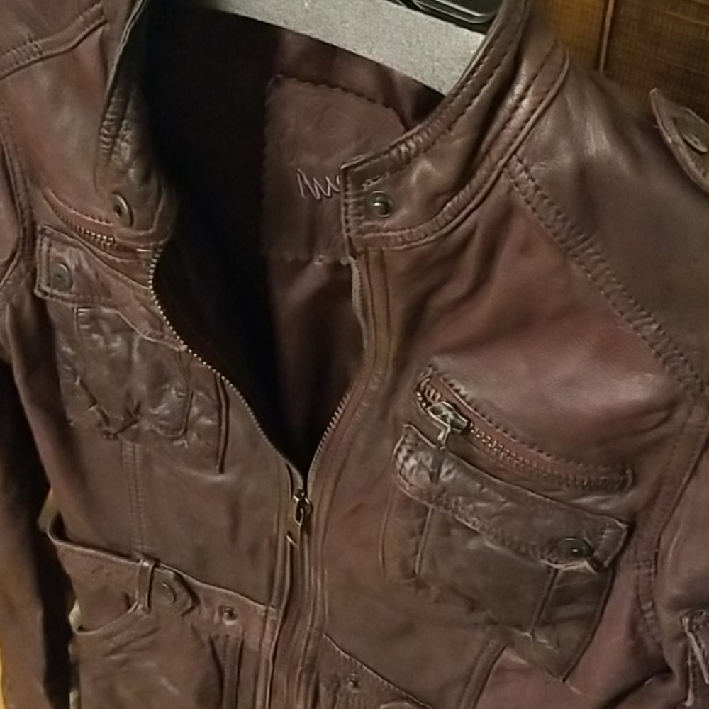 Maze deep burgundy leather jacket - Picture 5 of 8